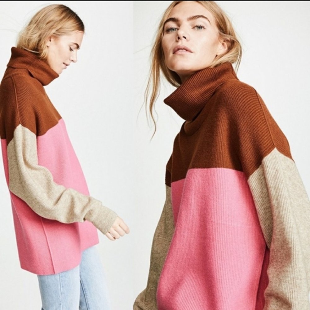 Free People Colorblock Turtleneck Sweater (NWOT)